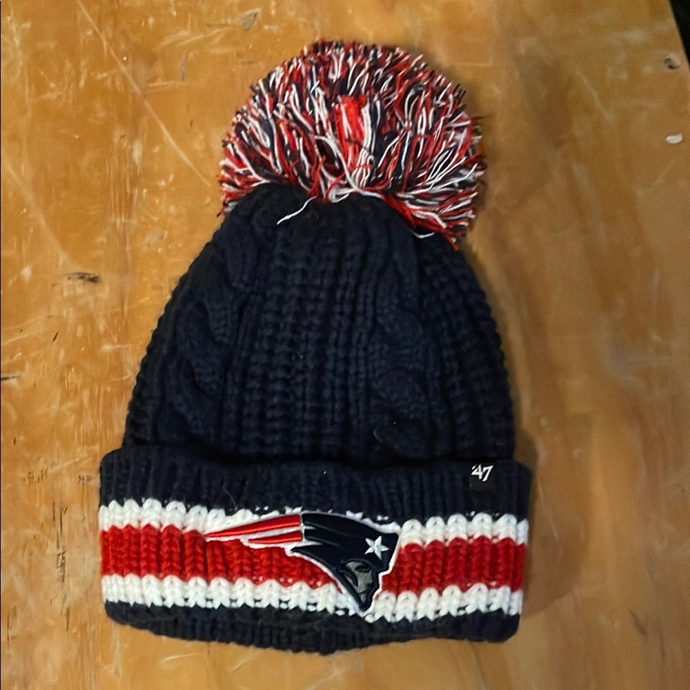 Kids Pom Beanie - Navy, Red, White